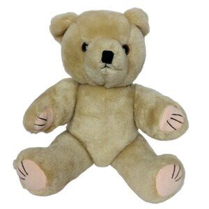 Vintage Tan Teddy Bear Stuffed Animal Plush 12.5 Inch